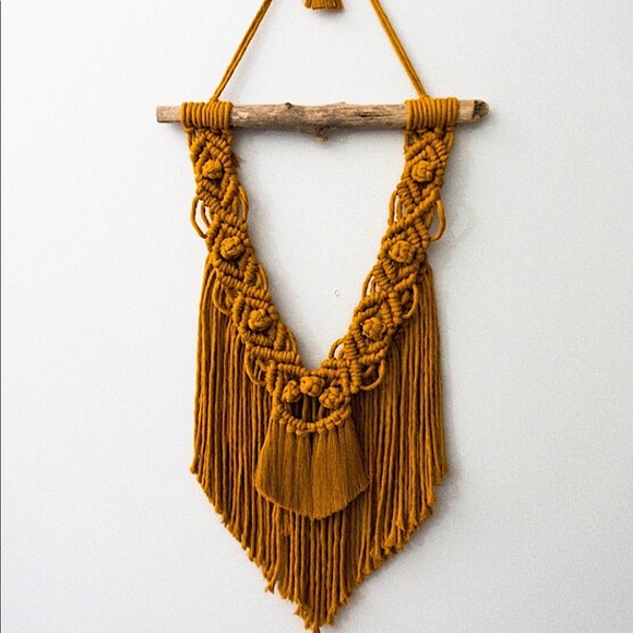 Macrame Handmade Wall Hanging in Mustard - Picture 1 of 3